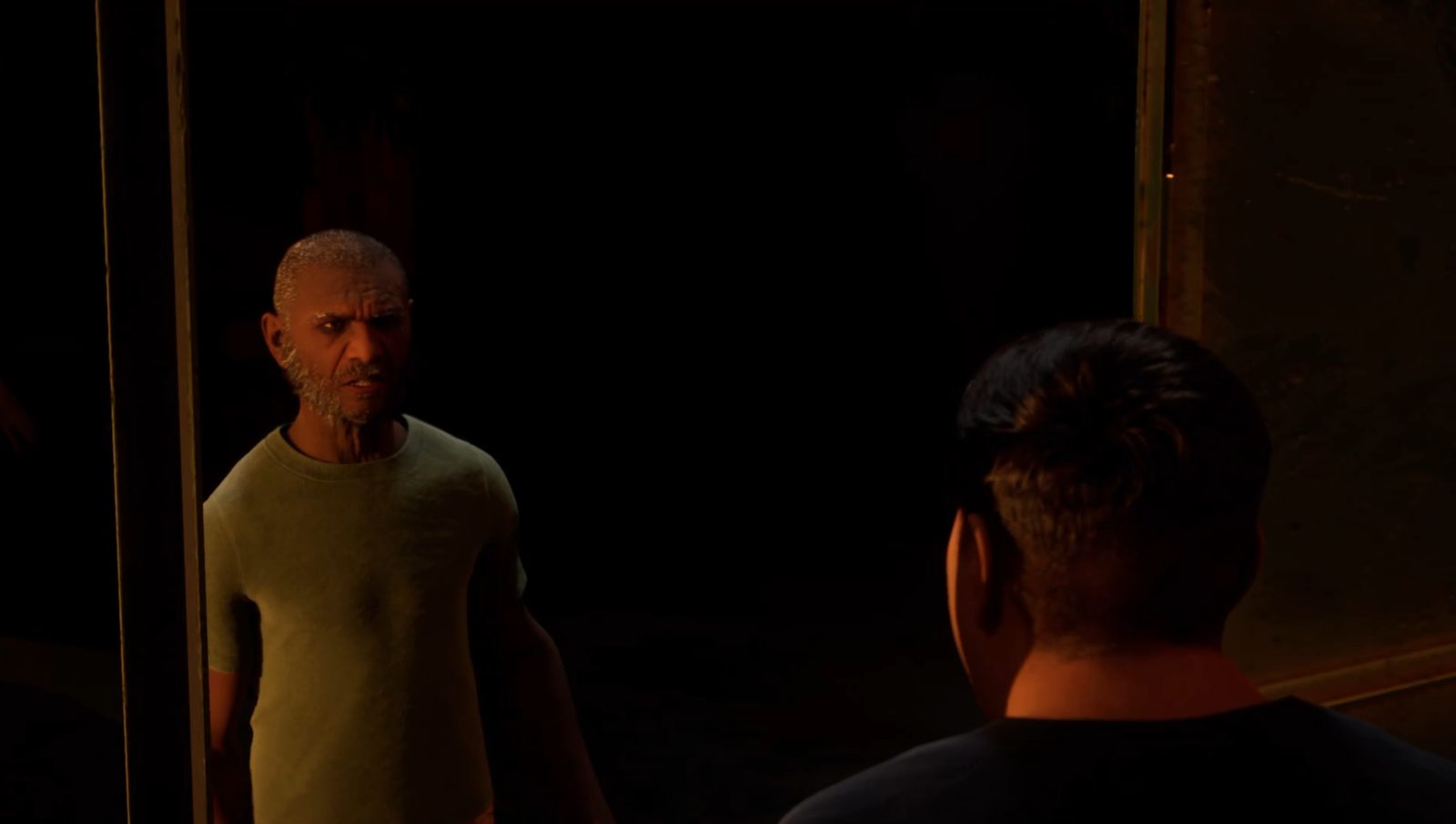 Render 3D de confronto entre personagens em reconstituição forense